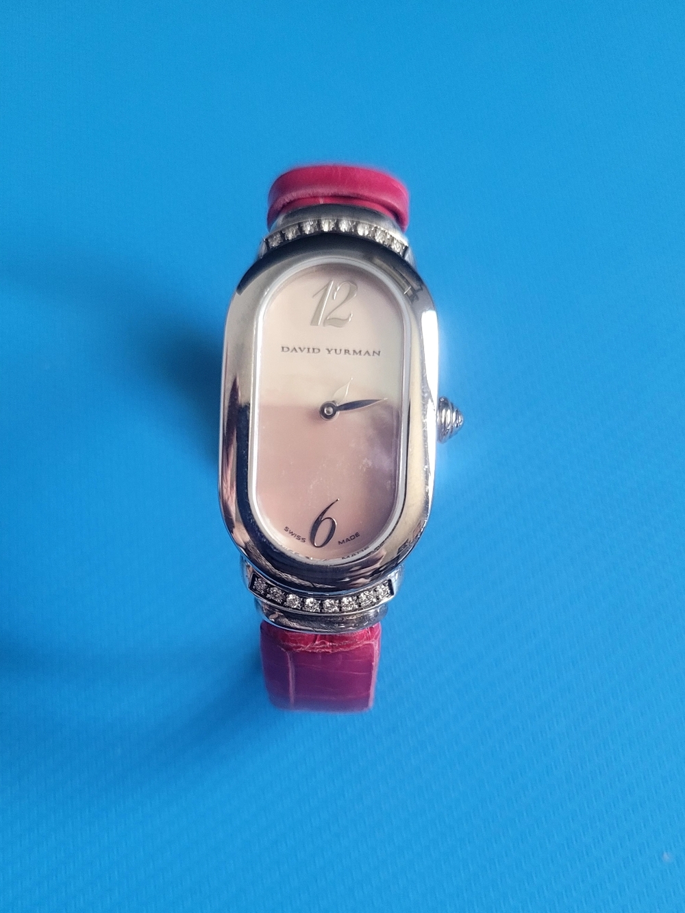 David Yurman Diamond-Trim Oval Watch With Pink Leather Band